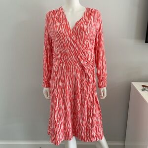 Pendleton mock wrap dress coral and white‎ design